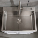 24in Stainless Steel Washing Sink with Faucet Hoses and Drain Head