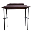 8x4ft Grill Gazebo,metal gazebo with Soft Top Canopy and Steel Frame with hook and Bar Counters,Fabric Light Brown