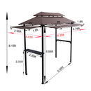 8x4ft Grill Gazebo,metal gazebo with Soft Top Canopy and Steel Frame with hook and Bar Counters,Fabric Light Brown