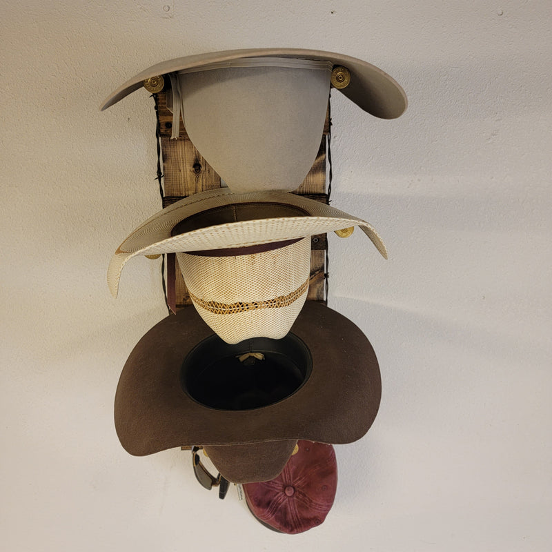 3 Cowboy Hat Rack Vertical | Cowboy Hat Holder | Rustic Western Hat Display | Handcrafted Wooden Organizer | Space-Saving Home Decor | Made in USA