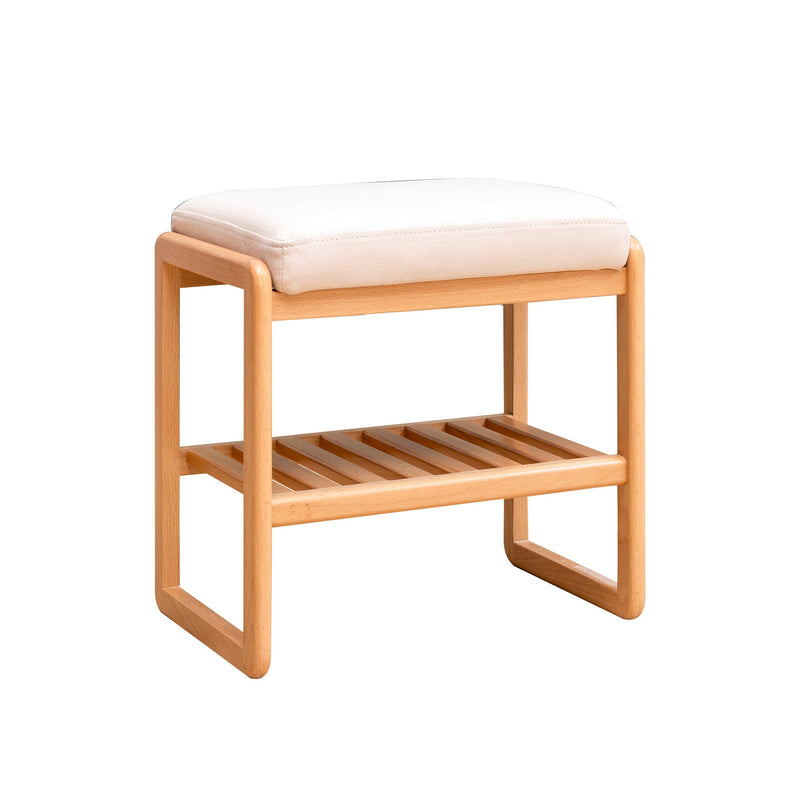 Natural Solid Wood Shoe Bench with High Rebound Sponge Cushion, photo 5 of 9