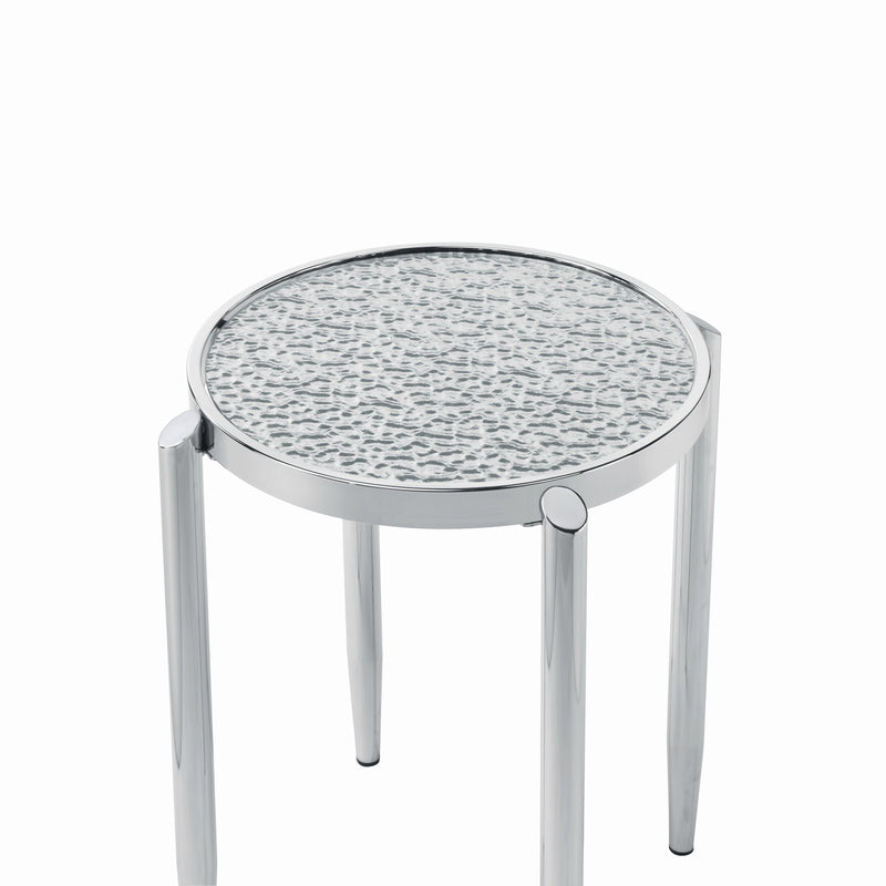 Abbe End Table in Glass & Chrome Finish