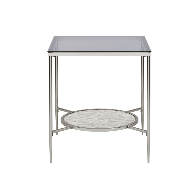 Adelrik End Table in Glass & Chrome Finish