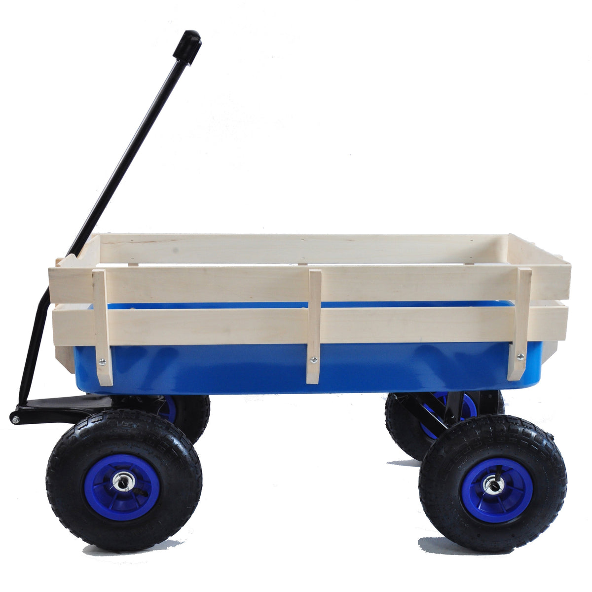 Outdoor Wagon All Terrain Pulling Wood Railing Air Tires Garden Cart, photo 5 of 10