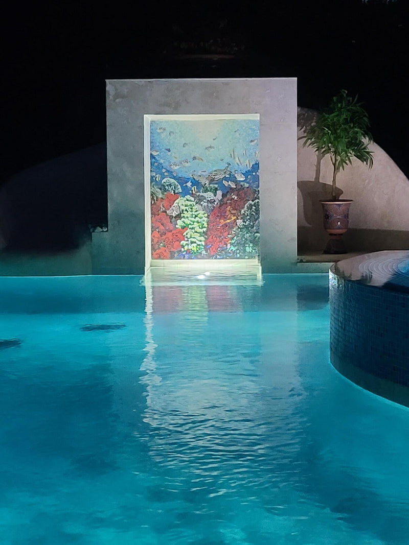 Aquatic Ocean Scene Glass Mosaic Pool Tiles