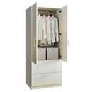 Emma Two-Door Wood Closet with Two Drawers and Hanging Bars