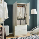 Emma Two-Door Wood Closet with Two Drawers and Hanging Bars