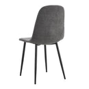 A set of 4 modern medieval style restaurant cushioned side chairs, equipped with soft cushions and black metal legs, suitable for kitchens, lounges, and farmhouses.