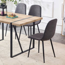 A set of 4 modern medieval style restaurant cushioned side chairs, equipped with soft cushions and black metal legs, suitable for kitchens, lounges, and farmhouses.