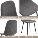 A set of 4 modern medieval style restaurant cushioned side chairs, equipped with soft cushions and black metal legs, suitable for kitchens, lounges, and farmhouses.