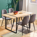 A set of 4 modern medieval style restaurant cushioned side chairs, equipped with soft cushions and black metal legs, suitable for kitchens, lounges, and farmhouses.