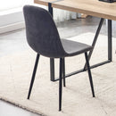 A set of 4 modern medieval style restaurant cushioned side chairs, equipped with soft cushions and black metal legs, suitable for kitchens, lounges, and farmhouses.