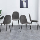 A set of 4 modern medieval style restaurant cushioned side chairs, equipped with soft cushions and black metal legs, suitable for kitchens, lounges, and farmhouses.