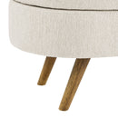 Ottoman Oval Storage Bench, Rubber Wood Legs, Beige (43.5"x16"x16")