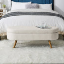 Ottoman Oval Storage Bench, Rubber Wood Legs, Beige (43.5"x16"x16")