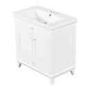 30" Bathroom Vanity with Sink, Bathroom Cabinet with Two Doors and One Drawer, White