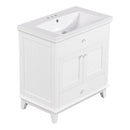 30" Bathroom Vanity with Sink, Bathroom Cabinet with Two Doors and One Drawer, White