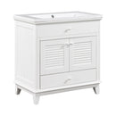 30" Bathroom Vanity with Sink, Bathroom Cabinet with Two Doors and One Drawer, White