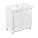 30" Bathroom Vanity with Sink, Bathroom Cabinet with Two Doors and One Drawer, White