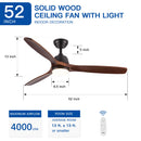 52" Yuhao Farmhouse Rustic LED Ceiling Fan with Remote Control by HouseOfZazla