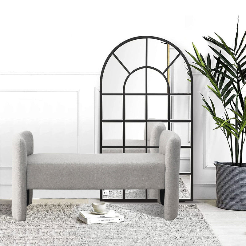 52" Bench for Bedroom End of Bed Modern Contemporary Design Ottoman Couch Long Bench Window Sitting Fireplace Bench, Teddy