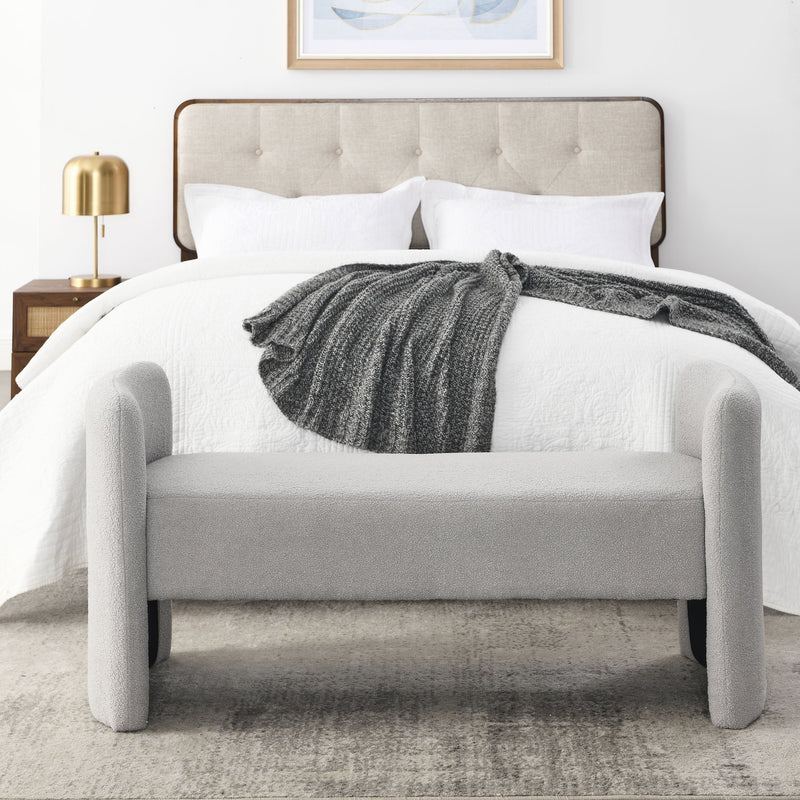 52" Bench for Bedroom End of Bed Modern Contemporary Design Ottoman Couch Long Bench Window Sitting Fireplace Bench, Teddy