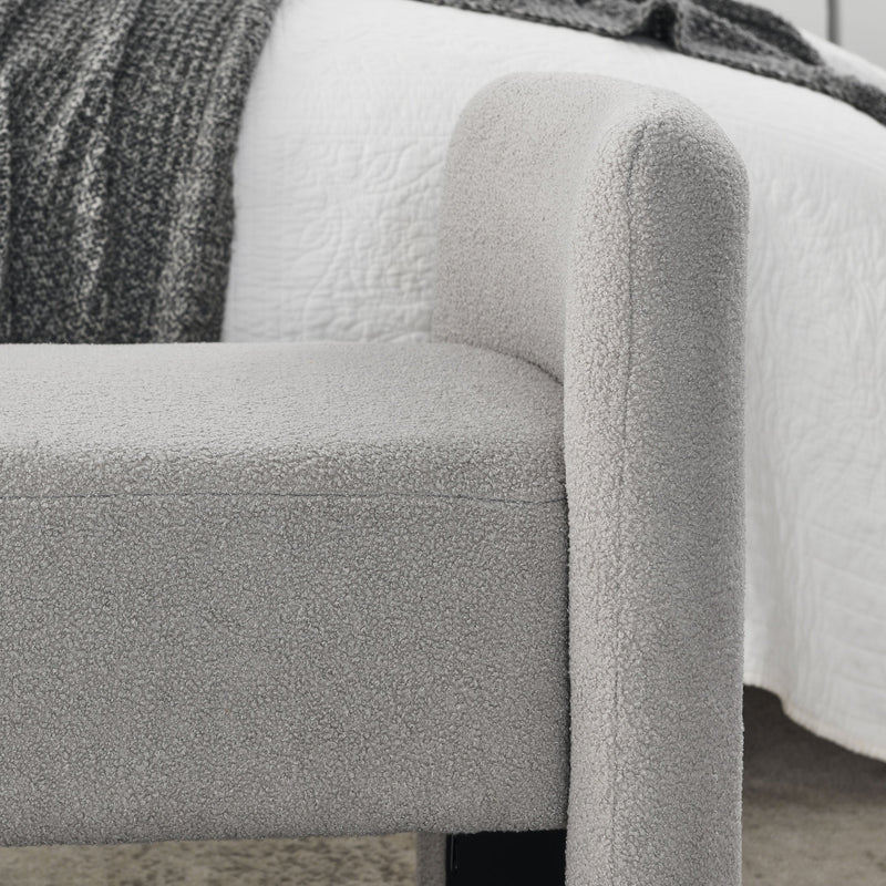 52" Bench for Bedroom End of Bed Modern Contemporary Design Ottoman Couch Long Bench Window Sitting Fireplace Bench, Teddy