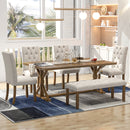 TREXM 6-Piece Farmhouse Dining Table Set