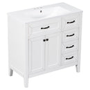36" Bathroom Vanity with Sink Combo, White Bathroom Cabinet with Drawers, Solid Frame and MDF Board