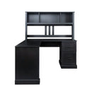 Home Office Computer Desk with Hutch, Antiqued Black by HouseOfZazla