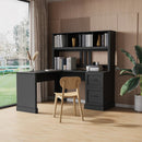 Home Office Computer Desk with Hutch, Antiqued Black by HouseOfZazla