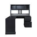 Home Office Computer Desk with Hutch, Antiqued Black by HouseOfZazla