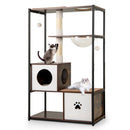 52 Inch Tall Wooden Cat Tree Metal Frame with 2 Condos and Cushions-Coffee by LJGDeals