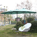 14.8 Ft Double Sided Outdoor Umbrella Rectangular Large with Crank (Light Green)