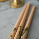 Floral Inlaid Tapered Candle in Cream - Set of 3 by Galley & Fen