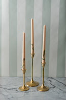 Floral Inlaid Tapered Candle in Cream - Set of 3 by Galley & Fen