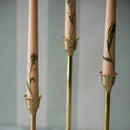 Floral Inlaid Tapered Candle in Cream - Set of 3 by Galley & Fen