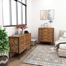 Industrial Style 6 Drawer Double Dresser