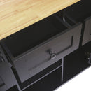 Rubber Wood Drop-Leaf Kitchen Cart with Storage