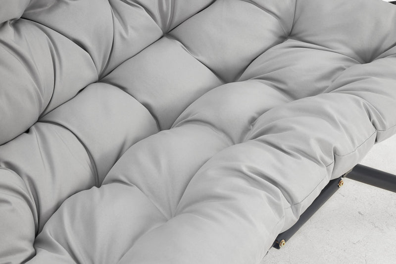 2 person wicker double swing chair with cushion grey