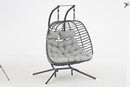 2 person wicker double swing chair with cushion grey