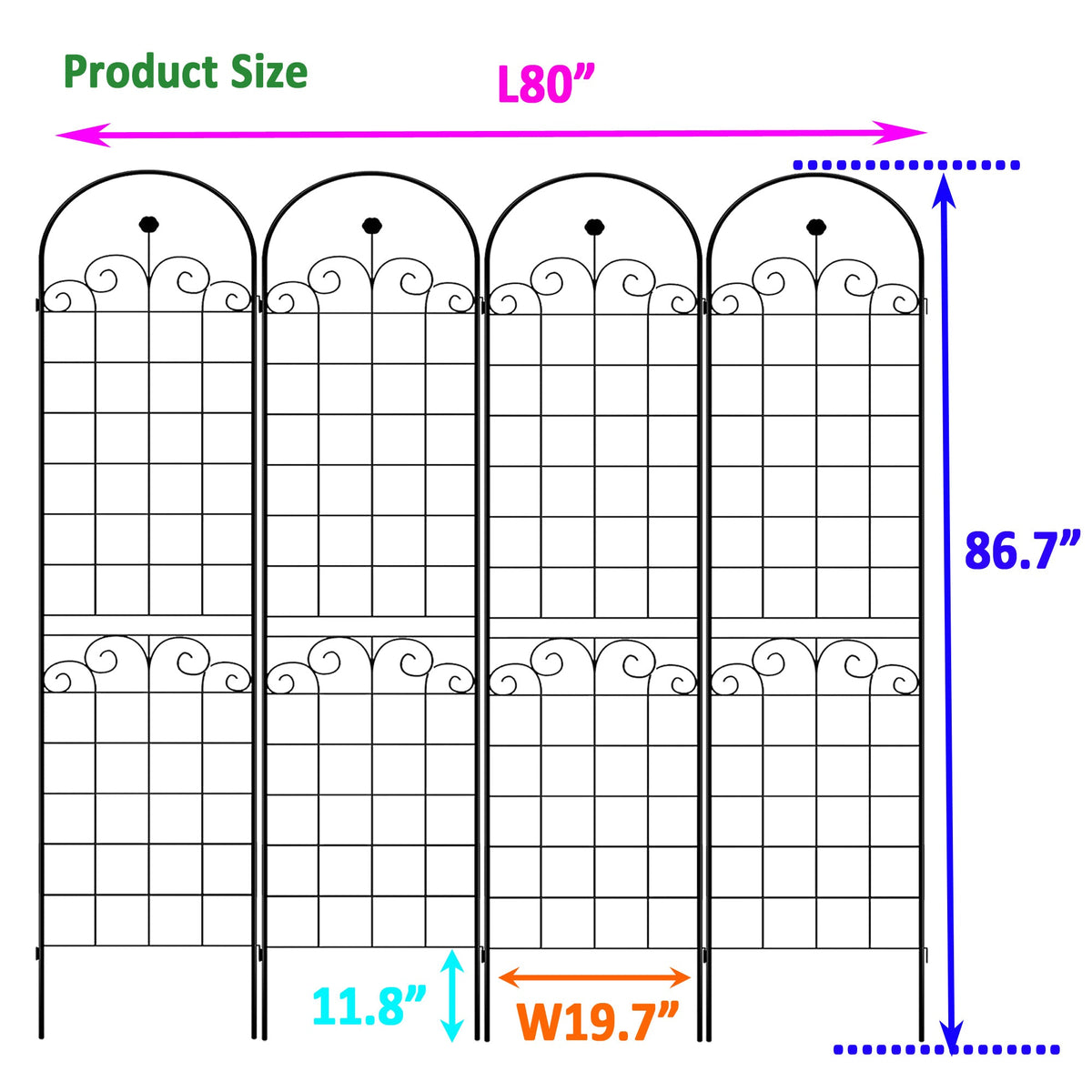 4 Pack Metal Garden Trellis for Climbing Plants, photo 3 of 10