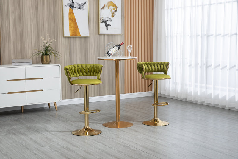 COOLMORE Swivel Bar Stools Set of 2 Adjustable Counter Height Chairs with Footrest for Kitchen, Dining Room 2PC/SET