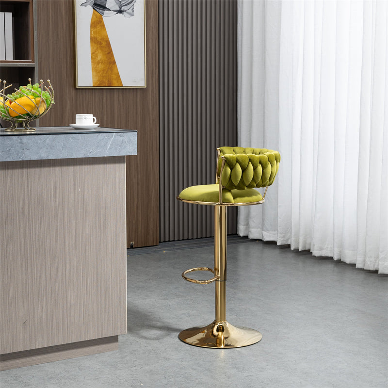 COOLMORE Swivel Bar Stools Set of 2 Adjustable Counter Height Chairs with Footrest for Kitchen, Dining Room 2PC/SET