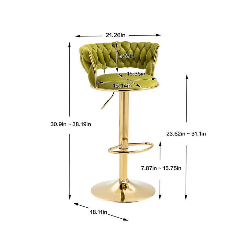 COOLMORE Swivel Bar Stools Set of 2 Adjustable Counter Height Chairs with Footrest for Kitchen, Dining Room 2PC/SET