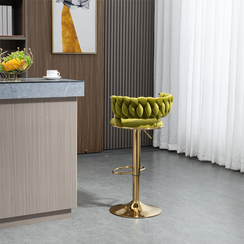 COOLMORE Swivel Bar Stools Set of 2 Adjustable Counter Height Chairs with Footrest for Kitchen, Dining Room 2PC/SET