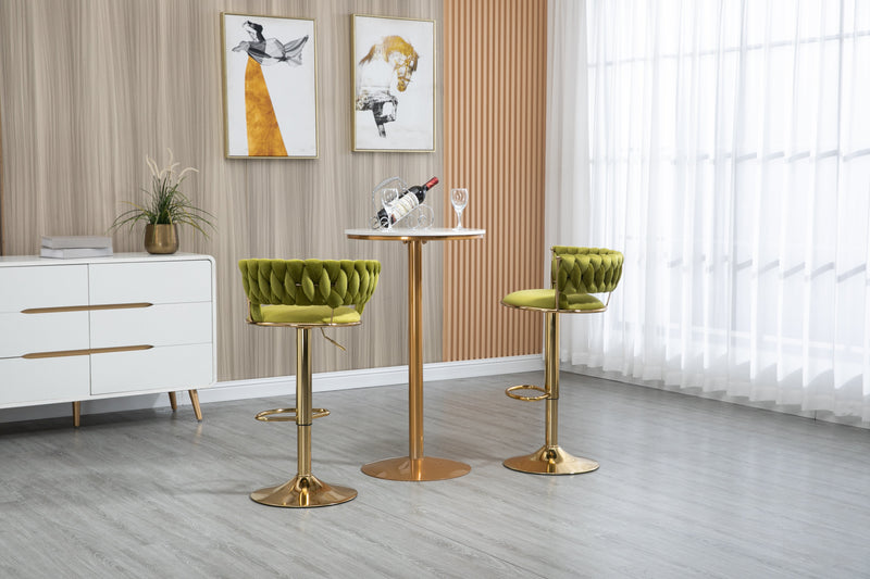 COOLMORE Swivel Bar Stools Set of 2 Adjustable Counter Height Chairs with Footrest for Kitchen, Dining Room 2PC/SET