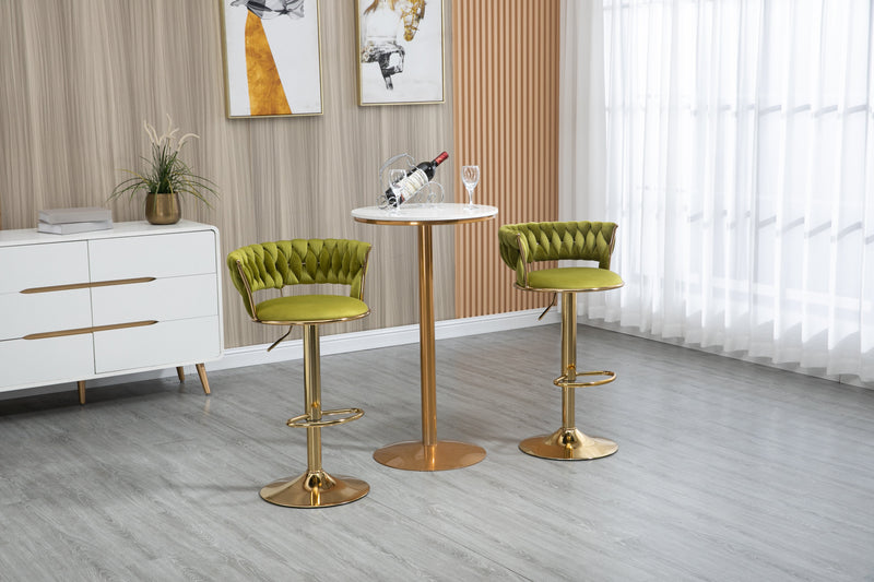 COOLMORE Swivel Bar Stools Set of 2 Adjustable Counter Height Chairs with Footrest for Kitchen, Dining Room 2PC/SET