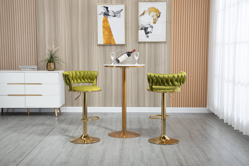 COOLMORE Swivel Bar Stools Set of 2 Adjustable Counter Height Chairs with Footrest for Kitchen, Dining Room 2PC/SET