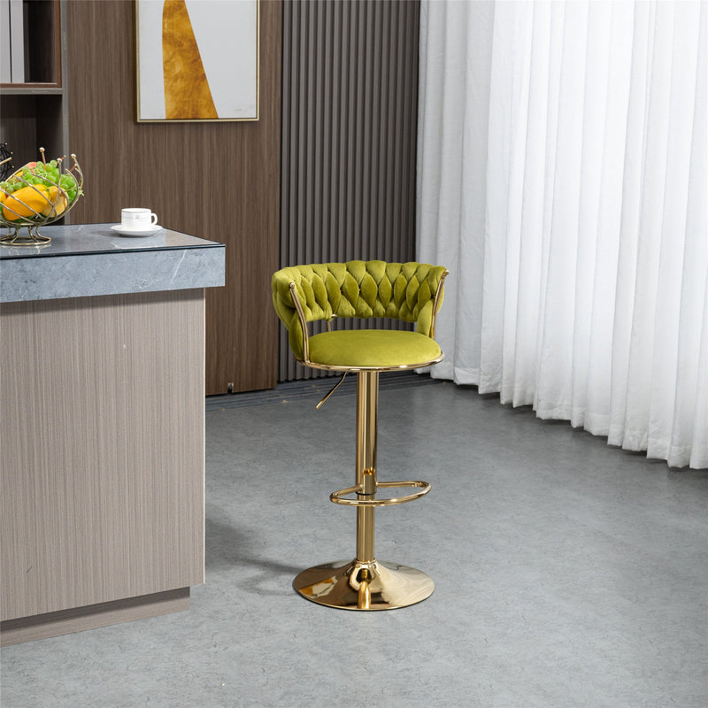 COOLMORE Swivel Bar Stools Set of 2 Adjustable Counter Height Chairs with Footrest for Kitchen, Dining Room 2PC/SET